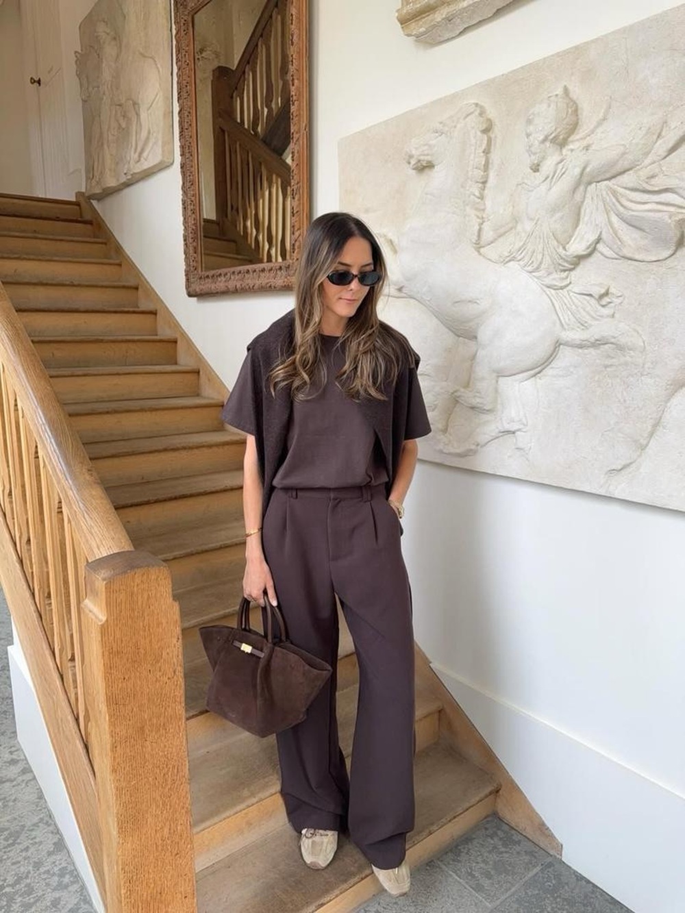 DISSH Chocolate Brown Wide Leg Trousers and Top Set